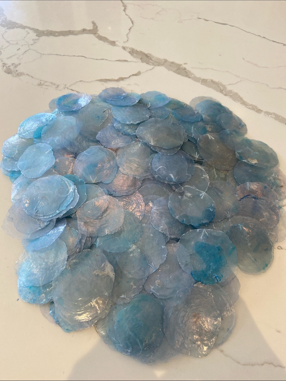 Huge Lot of Blue/Lavender Iridescent/Opalescence Capiz Shell Decor